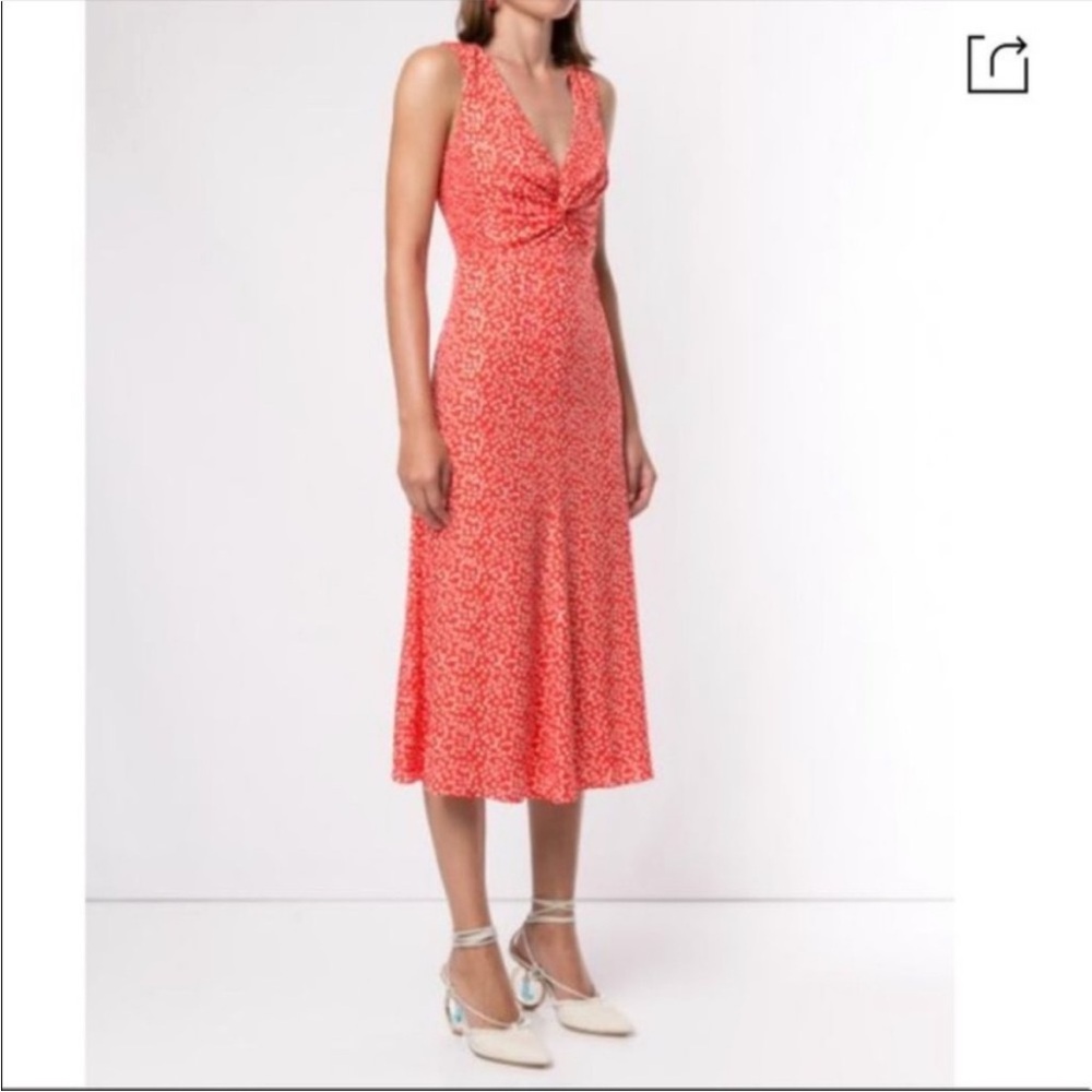 Rebecca Taylor Malia Twist Front Midi Dress star print silk blend